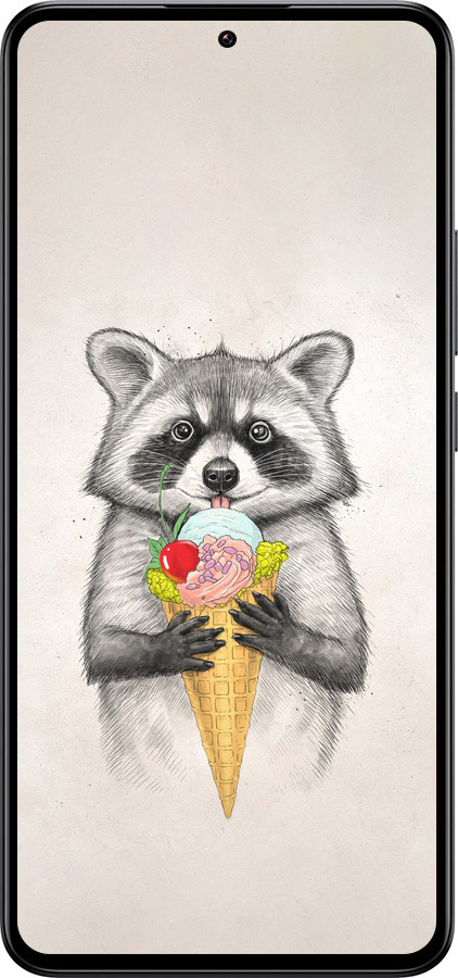 Силиконовый чехол Енотик с мороженым для Xiaomi 13T - 4602u-4142 изображение 