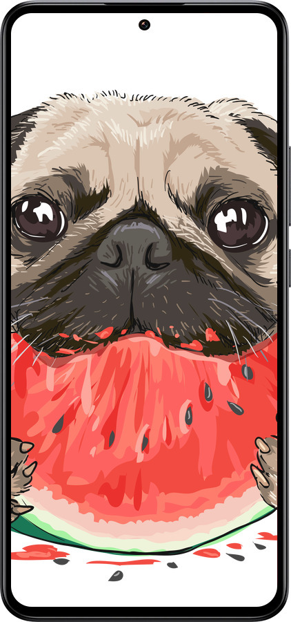 Силиконовый чехол Мопс и арбуз для Xiaomi 13T - 4665u-4142 изображение 