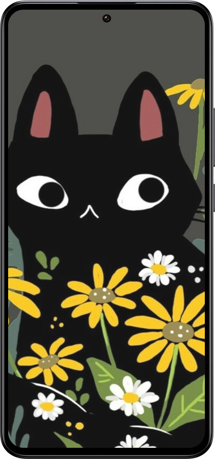 Силиконовый чехол Черный кот с цветами для Xiaomi Redmi K60 Ultra - 6448u-4143 изображение 
