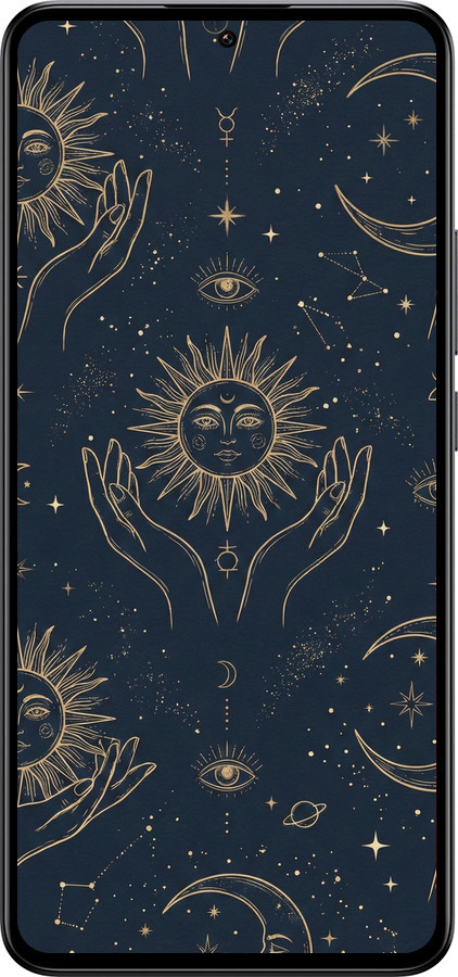 Силиконовый чехол Celestial Harmony: Sun & Moon Gold Mystic Pattern для Xiaomi 13T PRO - 6778u-3810 изображение 