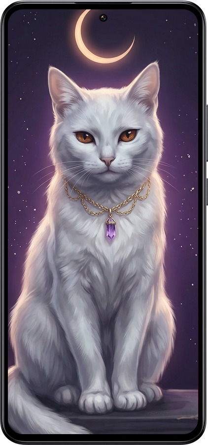 Силиконовый чехол Mystic White Cat Gothic Dark Purple Gold для Xiaomi 13T PRO - 6805u-3810 изображение 