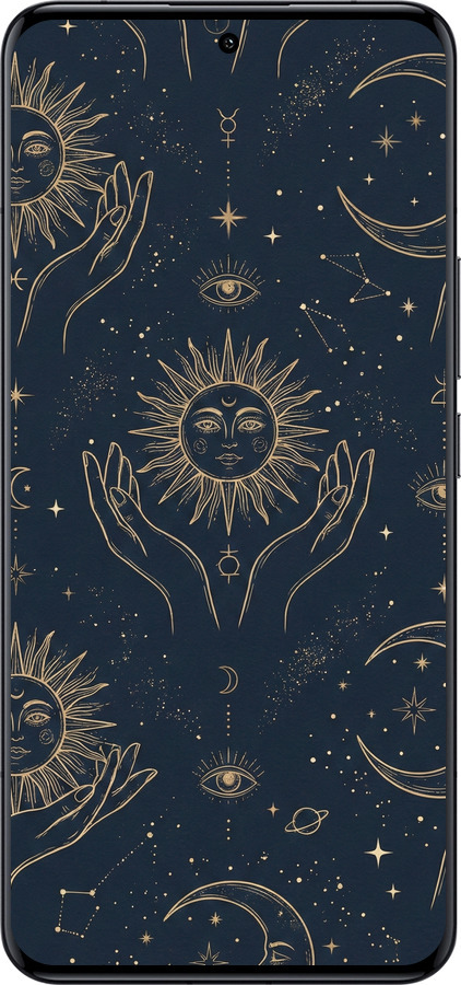 Силиконовый чехол Celestial Harmony: Sun & Moon Gold Mystic Pattern для Xiaomi 14 Ultra - 6778u-3647 изображение 