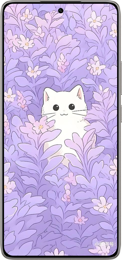 TPU чехол Котик в цветах для Xiaomi 14T 5G - 6390b-3773 изображение 