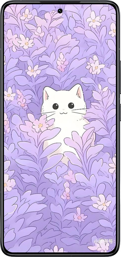 TPU чехол Котик в цветах для Xiaomi 14T Pro - 6390b-3806 изображение 