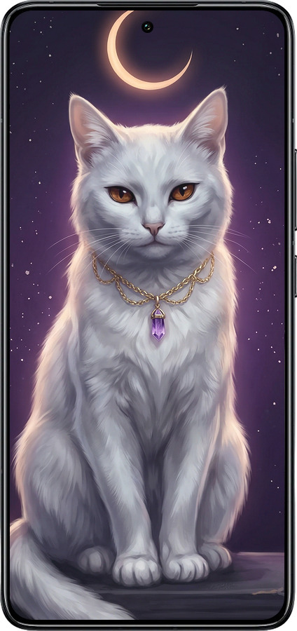 TPU чехол Mystic White Cat Gothic Dark Purple Gold для Xiaomi 14T Pro - 6805b-3806 изображение 