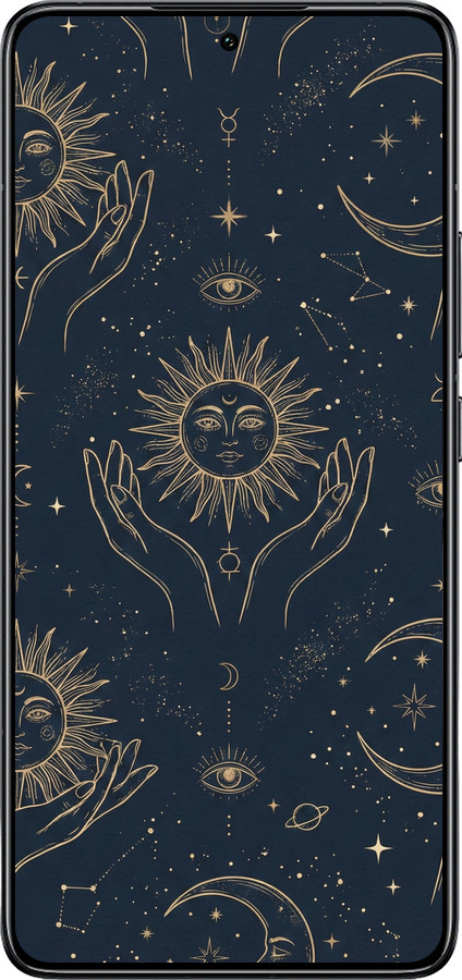 Силиконовый чехол Celestial Harmony: Sun & Moon Gold Mystic Pattern для Xiaomi 14T Pro - 6778u-3806 изображение 