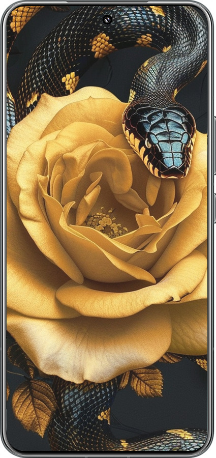 TPU чехол Black snake and golden rose для Xiaomi 15 Pro - 6068b-3879 изображение 