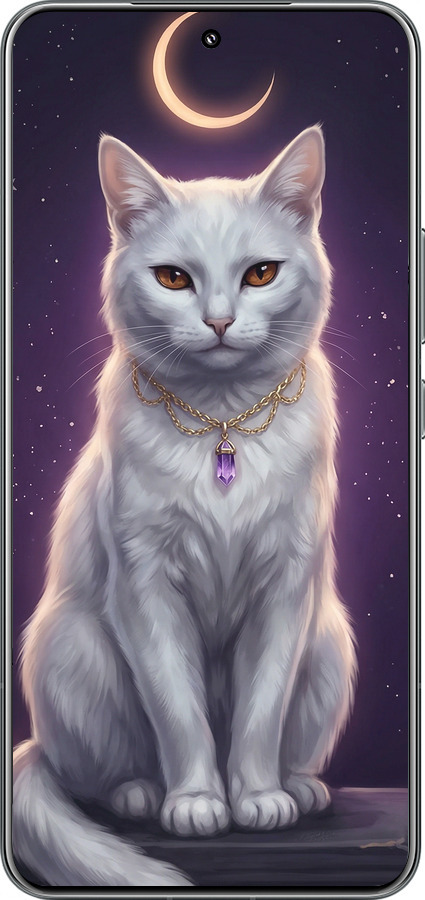 Силиконовый чехол Mystic White Cat Gothic Dark Purple Gold для Xiaomi 15 Pro - 6805u-3879 изображение 