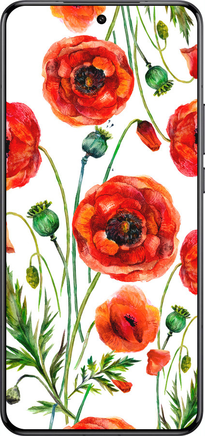 Силиконовый чехол Нарисованные маки для Xiaomi 15 Ultra - 4278u-3967 изображение 