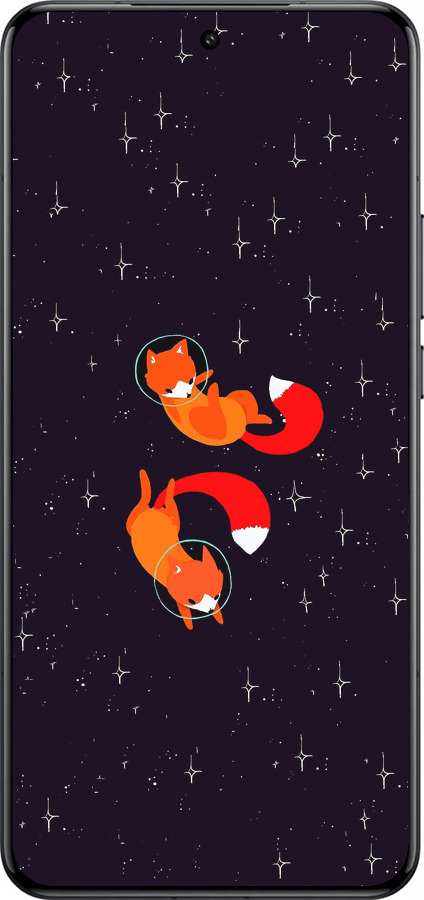 Силиконовый чехол Лисички в космосе для Xiaomi 15 Ultra - 4519u-3967 изображение 