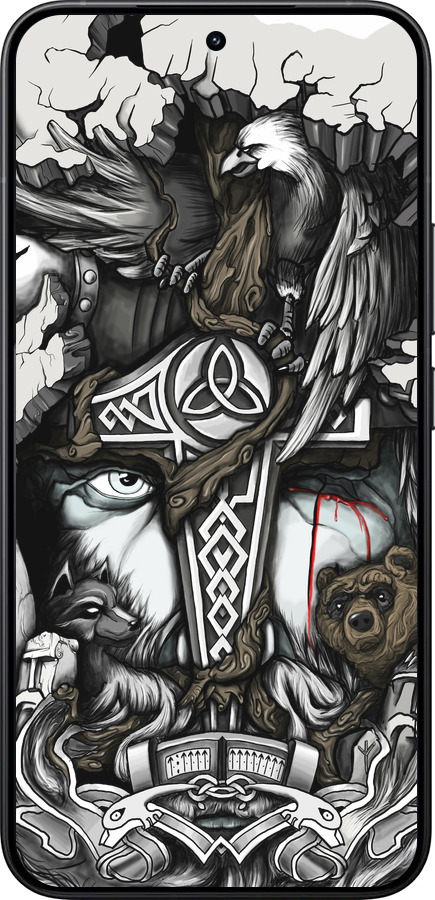 Силиконовый чехол Тату Викинг для Xiaomi 15T Pro 5G - 4098u-4097 изображение 