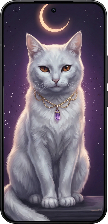 Силиконовый чехол Mystic White Cat Gothic Dark Purple Gold для Xiaomi 15T Pro 5G - 6805u-4097 изображение 