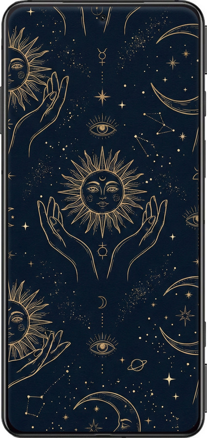 Силиконовый чехол Celestial Harmony: Sun & Moon Gold Mystic Pattern для Xiaomi Black Shark 5 - 6778u-2678 изображение 