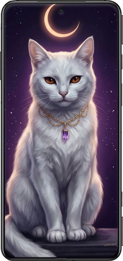Силіконовий чехол Mystic White Cat Gothic Dark Purple Gold для Xiaomi Black Shark 5 - 6805u-2678 изображение 