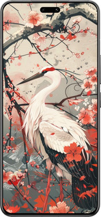 Силиконовый чехол Аист в цвету сакуры для Xiaomi Civi 4 Pro - 6109u-3682 изображение 
