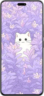 Силиконовый чехол Котик в цветах для Xiaomi Civi 4 Pro - 6390u-3682 изображение 