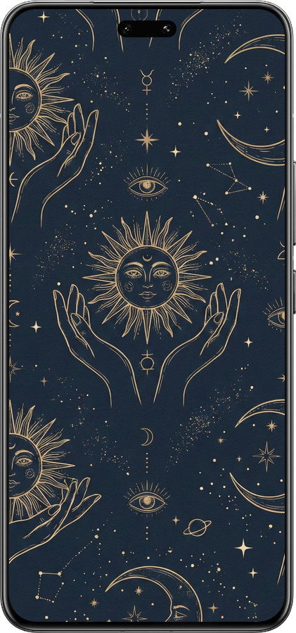 Силиконовый чехол Celestial Harmony: Sun & Moon Gold Mystic Pattern для Xiaomi Civi 4 Pro - 6778u-3682 изображение 