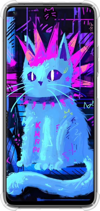 Силикон с усиленными углами чехол Кот панк для Xiaomi Mi 10T - 6311sp-2096 изображение 