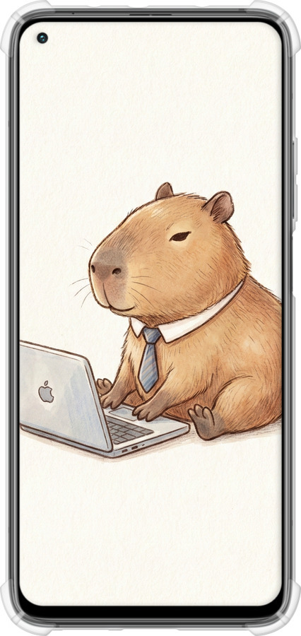 Силикон с усиленными углами чехол Funny Capybara CEO Working для Xiaomi Mi 10T Pro - 6777sp-2679 изображение 