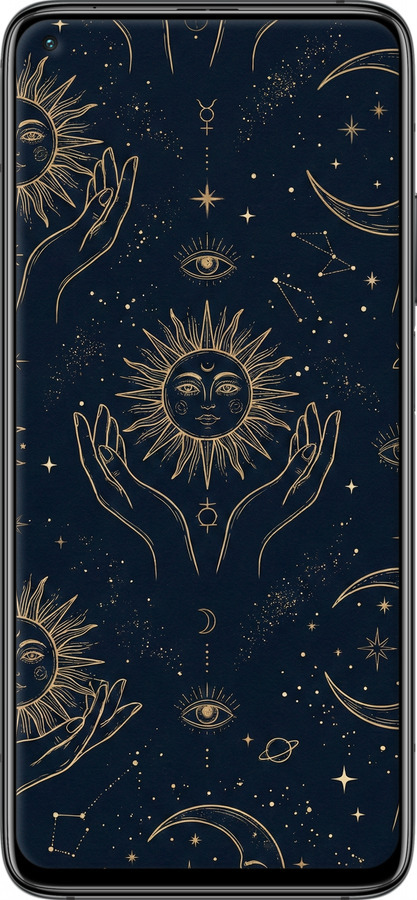 Силіконовий чехол Celestial Harmony: Sun & Moon Gold Mystic Pattern для Xiaomi Mi 10T - 6778u-2096 изображение 