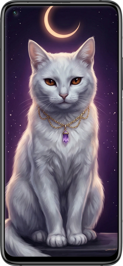 Силіконовий чехол Mystic White Cat Gothic Dark Purple Gold для Xiaomi Mi 10T Pro - 6805u-2679 изображение 
