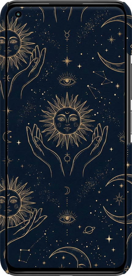 3D пластиковый матовый чехол Celestial Harmony: Sun & Moon Gold Mystic Pattern для Xiaomi Mi 11 Lite - 6778m-2281 изображение 