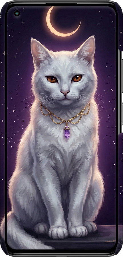 3D пластиковый матовый чехол Mystic White Cat Gothic Dark Purple Gold для Xiaomi Mi 11 Lite - 6805m-2281 изображение 