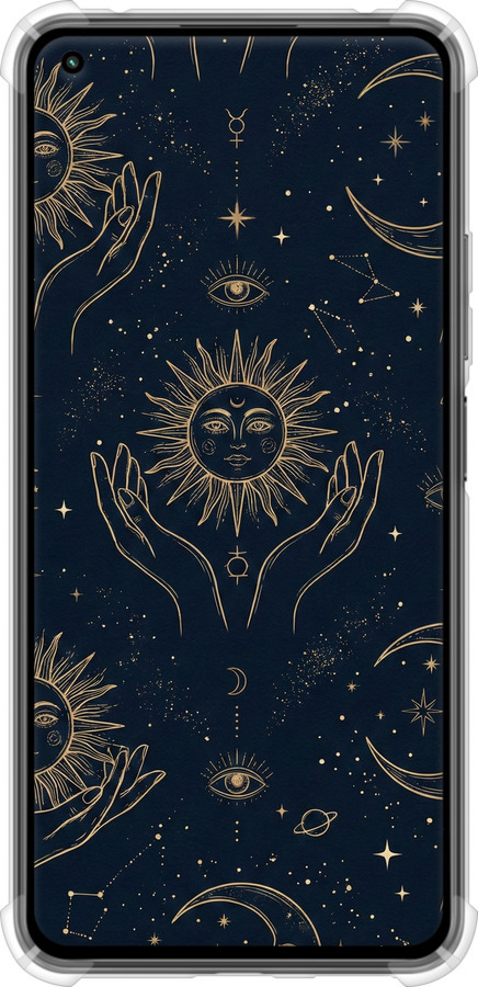 Силикон с усиленными углами чехол Celestial Harmony: Sun & Moon Gold Mystic Pattern для Xiaomi Mi 11 Lite - 6778sp-2281 изображение 