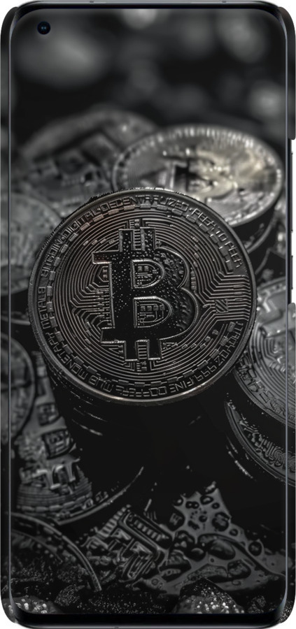 3D пластиковый матовый чехол Black Bitcoin для Xiaomi Mi 11 Ultra - 6090m-2295 изображение 