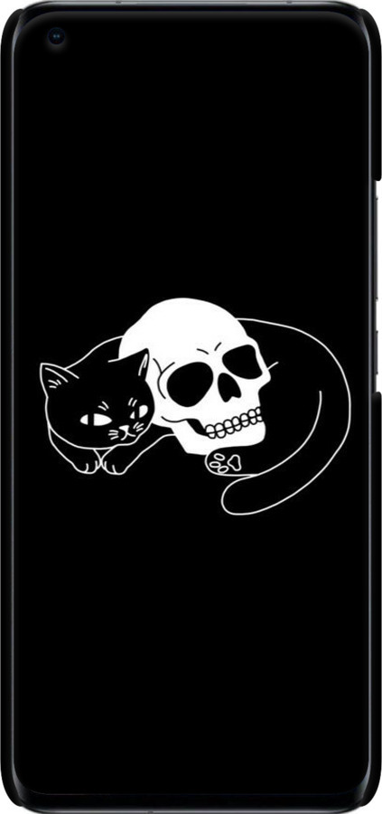 3D пластиковый матовый чехол С изображением кота и черепа для Xiaomi Mi 11 Ultra - 6491m-2295 изображение 
