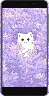 3D пластиковый глянцевый чехол Котик в цветах для Xiaomi Mi 5s Plus - 6390c-396 изображение 