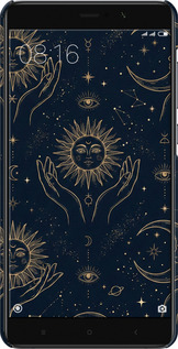 3D пластиковый глянцевый чехол Celestial Harmony: Sun & Moon Gold Mystic Pattern для Xiaomi Mi 5s Plus - 6778c-396 изображение 