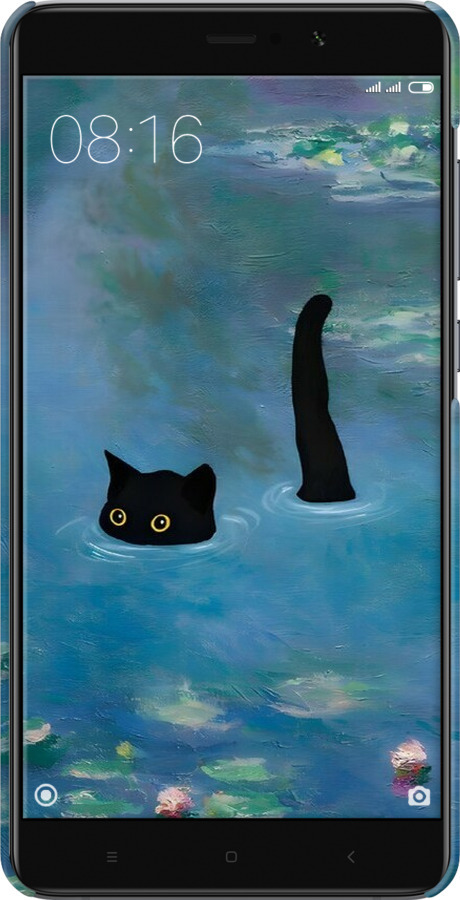 3D пластиковый глянцевый чехол С изображением кота и водяной лилии Monet для Xiaomi Mi 5s Plus - 6519c-396 изображение 