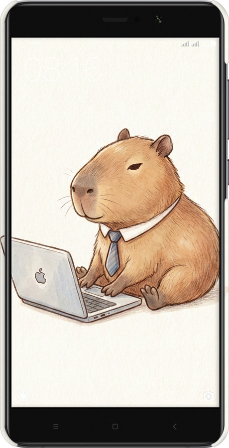 3D пластиковый глянцевый чехол Funny Capybara CEO Working для Xiaomi Mi 5s Plus - 6777c-396 изображение 