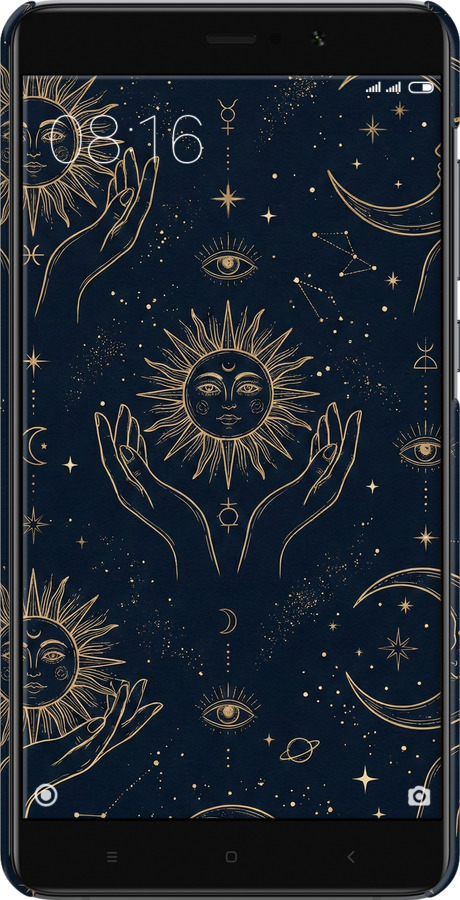 3D пластиковый глянцевый чехол Celestial Harmony: Sun & Moon Gold Mystic Pattern для Xiaomi Mi 5s Plus - 6778c-396 изображение 