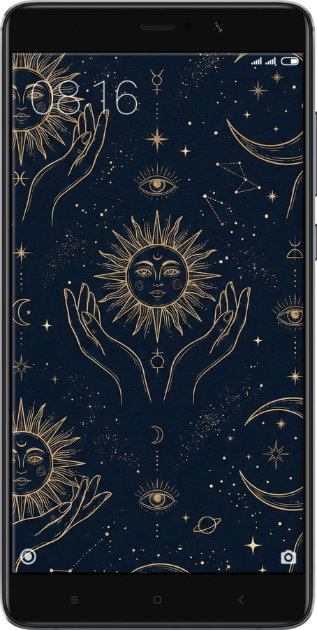 Силиконовый чехол Celestial Harmony: Sun & Moon Gold Mystic Pattern для Xiaomi Mi 5s Plus - 6778u-396 изображение 