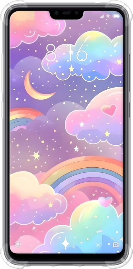 Силикон с усиленными углами чехол Облака и радуга для Xiaomi Mi 8 Lite - 6312sp-1585 изображение 