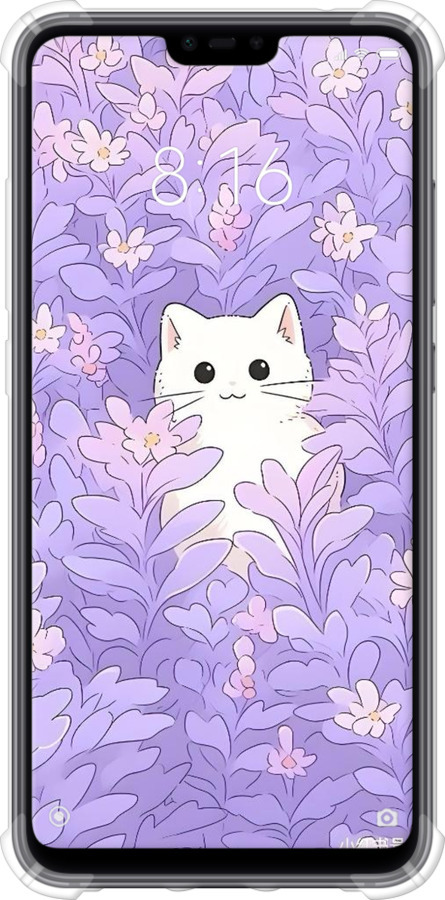 Силикон с усиленными углами чехол Котик в цветах для Xiaomi Mi 8 Lite - 6390sp-1585 изображение 