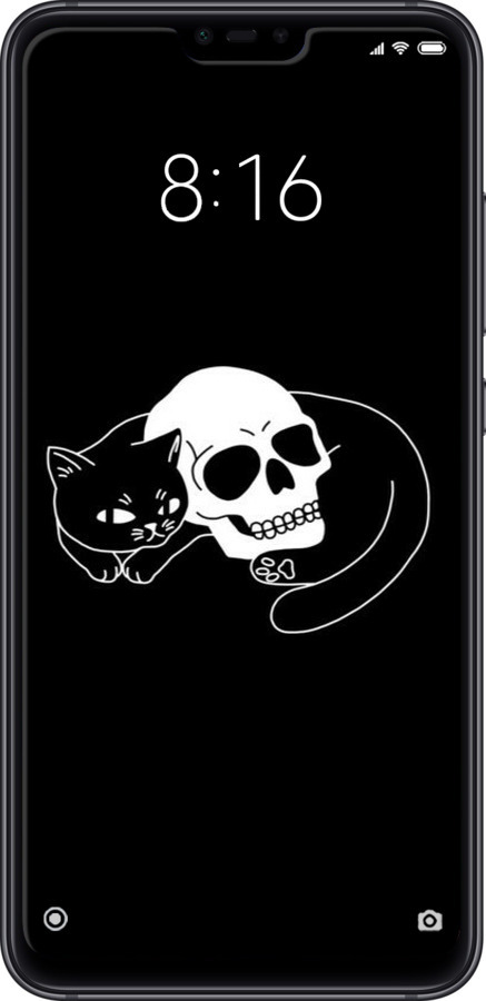 2D пластиковый чехол С изображением кота и черепа для Xiaomi Mi 8 Lite - 6491t-1585 изображение 