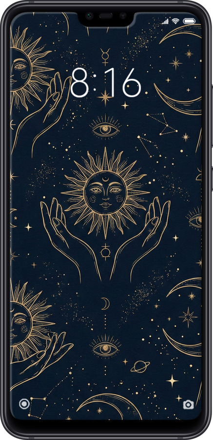 Силиконовый чехол Celestial Harmony: Sun & Moon Gold Mystic Pattern для Xiaomi Mi 8 Lite - 6778u-1585 изображение 