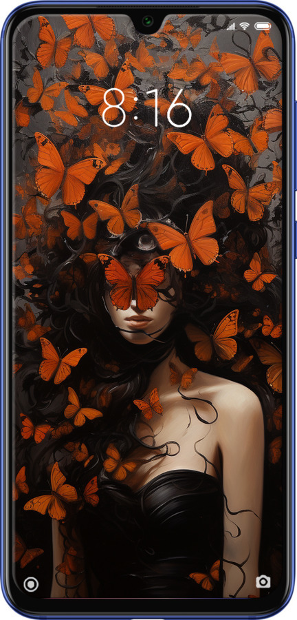 2D пластиковый чехол Девушка с оранжевыми бабочками для Xiaomi Mi 9 SE - 5941t-1674 изображение 
