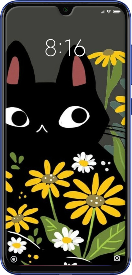 2D пластиковый чехол Черный кот с цветами для Xiaomi Mi 9 SE - 6448t-1674 изображение 