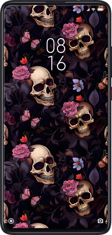 TPU чехол Черепа и розы для Xiaomi Redmi K20 Pro - 6316b-1816 изображение 