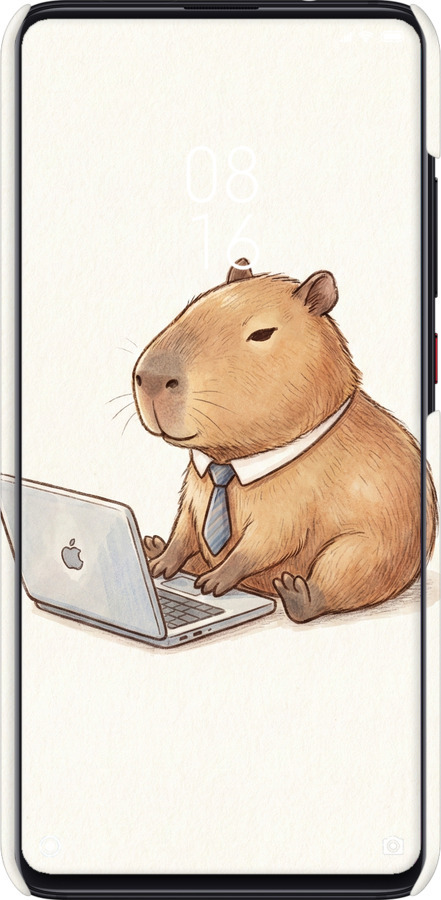 3D пластиковый матовый чехол Funny Capybara CEO Working для Xiaomi Mi 9T Pro - 6777m-1698 изображение 