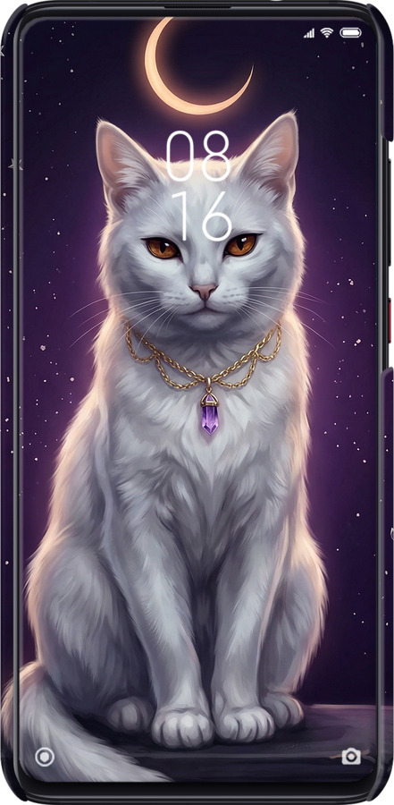 3D пластиковый матовый чехол Mystic White Cat Gothic Dark Purple Gold для Xiaomi Redmi K20 - 6805m-1817 изображение 