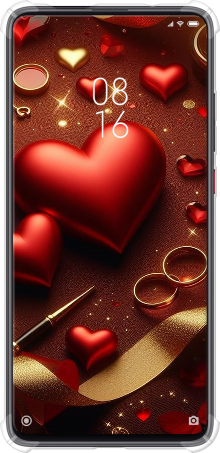 Силіконовий протиударний с посиленими кутами чехол Сердечки v3 для Xiaomi Mi 9T - 5833sp-1815 изображение 