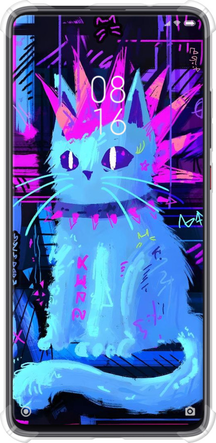 Силикон с усиленными углами чехол Кот панк для Xiaomi Redmi K20 Pro - 6311sp-1816 изображение 