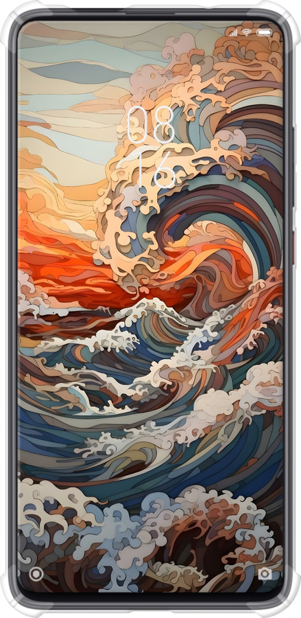 Силіконовий протиударний с посиленими кутами чехол Арт хвилі для Xiaomi Mi 9T - 6324sp-1815 изображение 