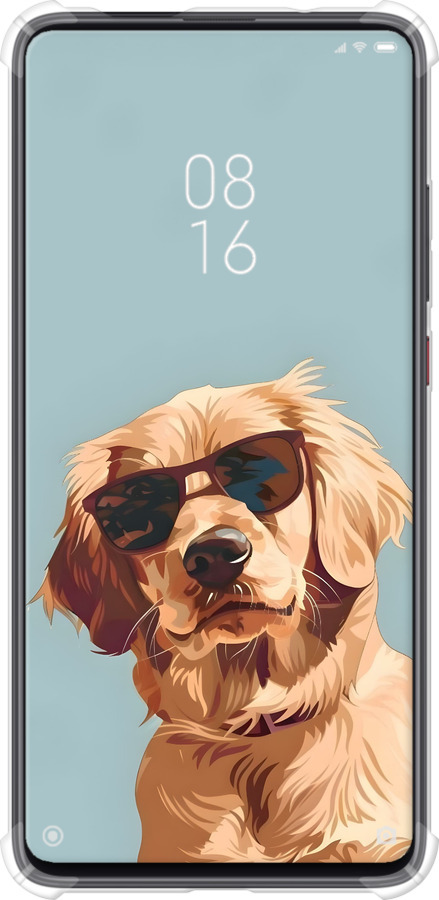 Силикон с усиленными углами чехол Пес в очках для Xiaomi Mi 9T Pro - 6381sp-1698 изображение 