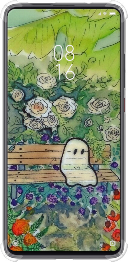 Силикон с усиленными углами чехол Грустное привидение для Xiaomi Mi 9T - 6403sp-1815 изображение 